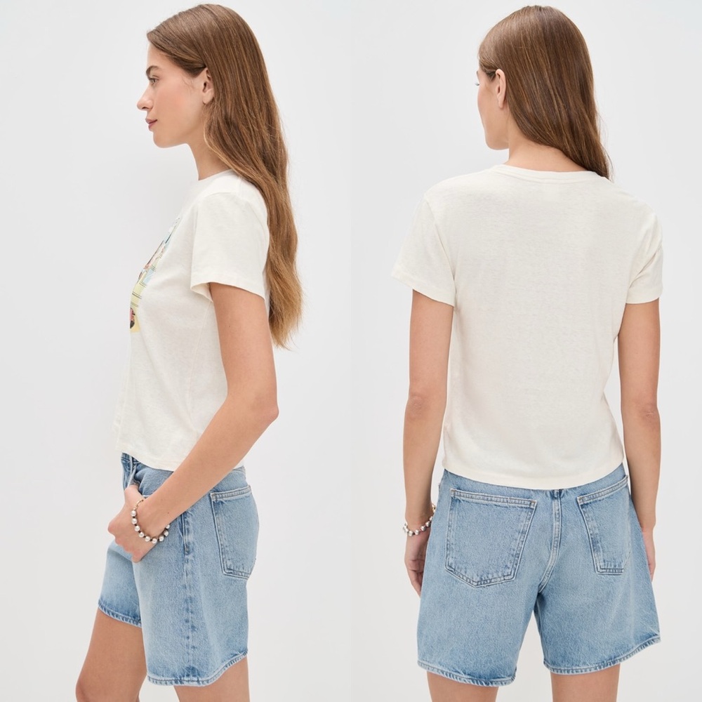 New RE/DONE Classic Drinks Tee in Vintage White Size Small - Picture 3 of 8